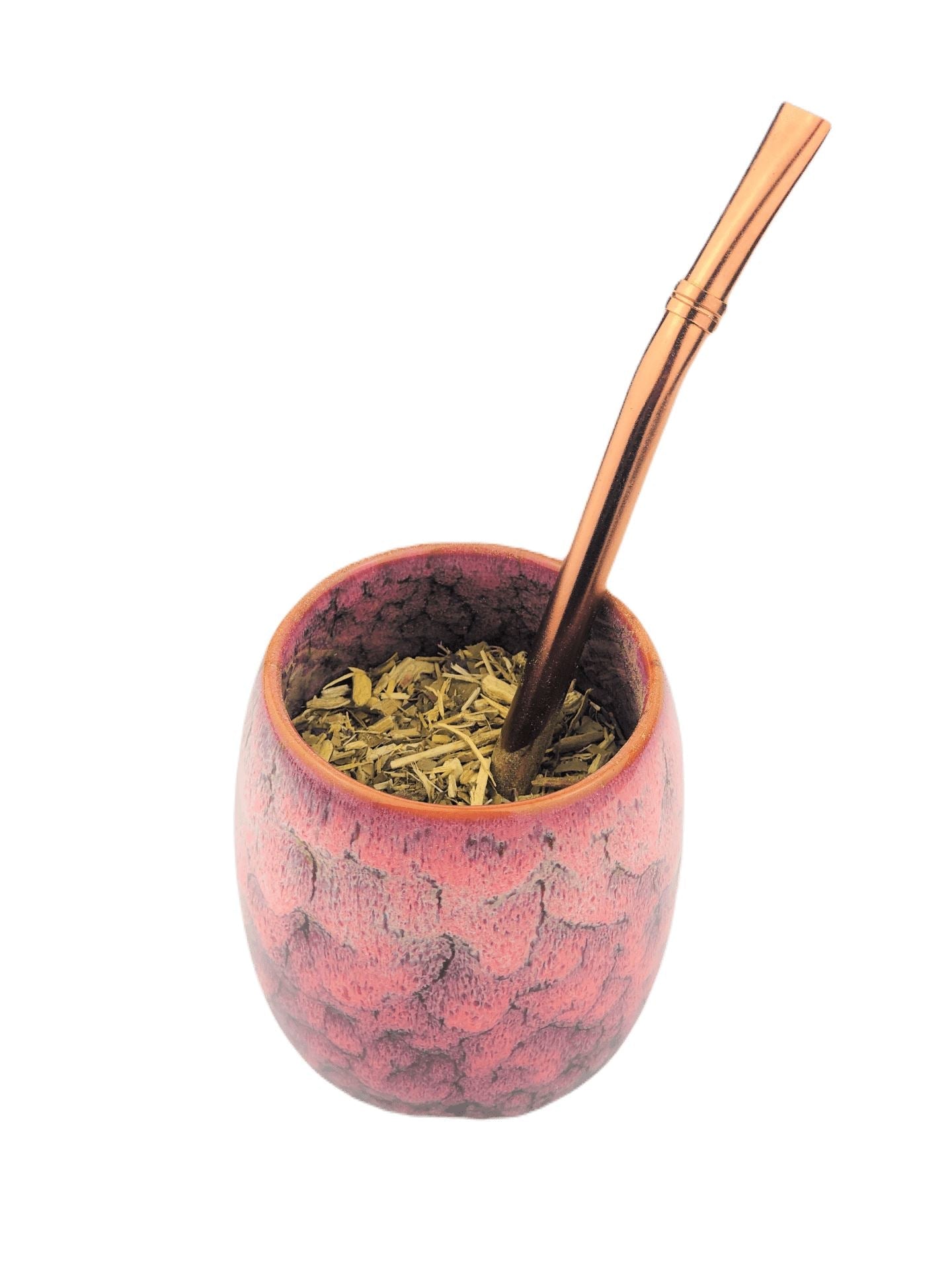 Ceramic Mate Gourd and Straw Set - Rose (Mate and bombilla) Mates Hispanic Pantry 