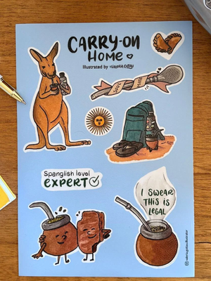 "Carry-on Home" Argentinian Sticker Sheet – Original Illustrations by Valeria Gottau