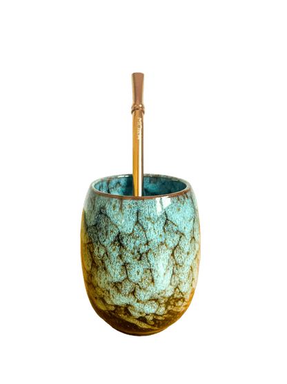 MOAH Ceramic Mate Gourd and Straw Set (Mate and bombilla)