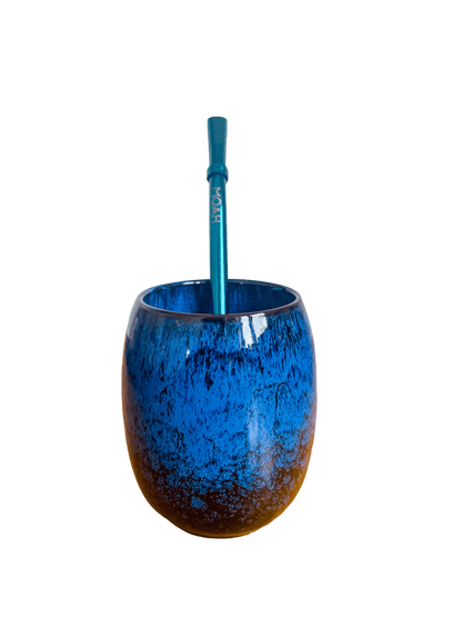 MOAH Ceramic Mate Gourd and Straw Set (Mate and bombilla)