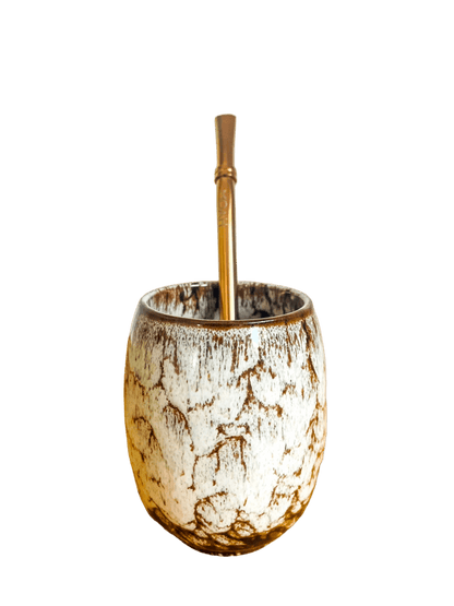 MOAH Ceramic Mate Gourd and Straw Set (Mate and bombilla)