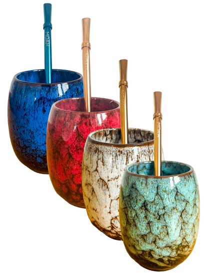 MOAH Ceramic Mate Gourd and Straw Set (Mate and bombilla)