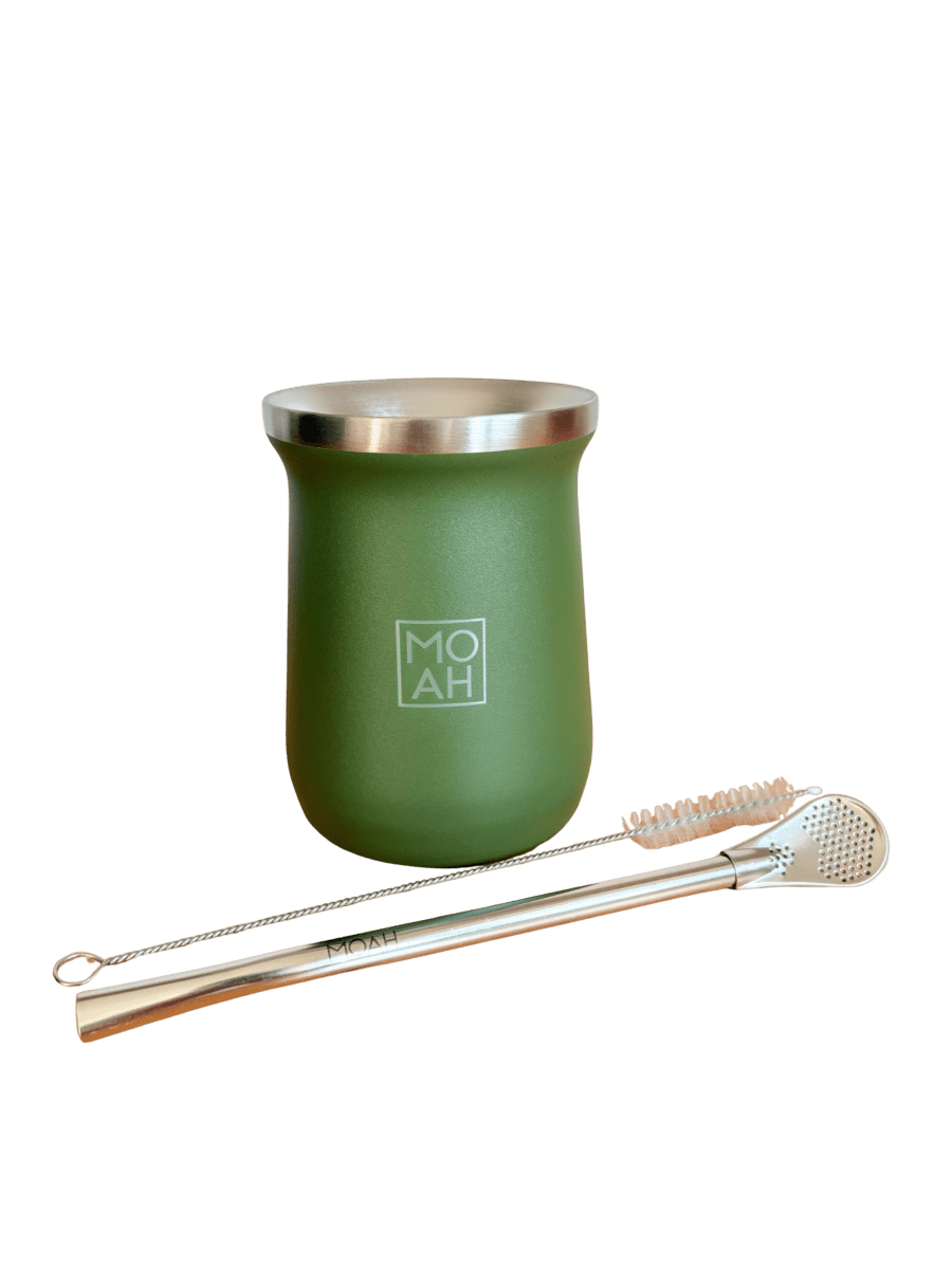 MOAH Base Mate Gourd, Straw and Cleaning Brush Set (Mate and bombilla) - Accesories - Hispanic Pantry