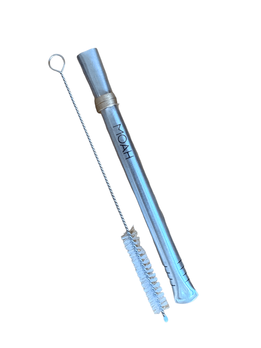 MOAH Flat Bombilla and Cleaning Brush - Mate Drinking Straw - Accesories - Hispanic Pantry