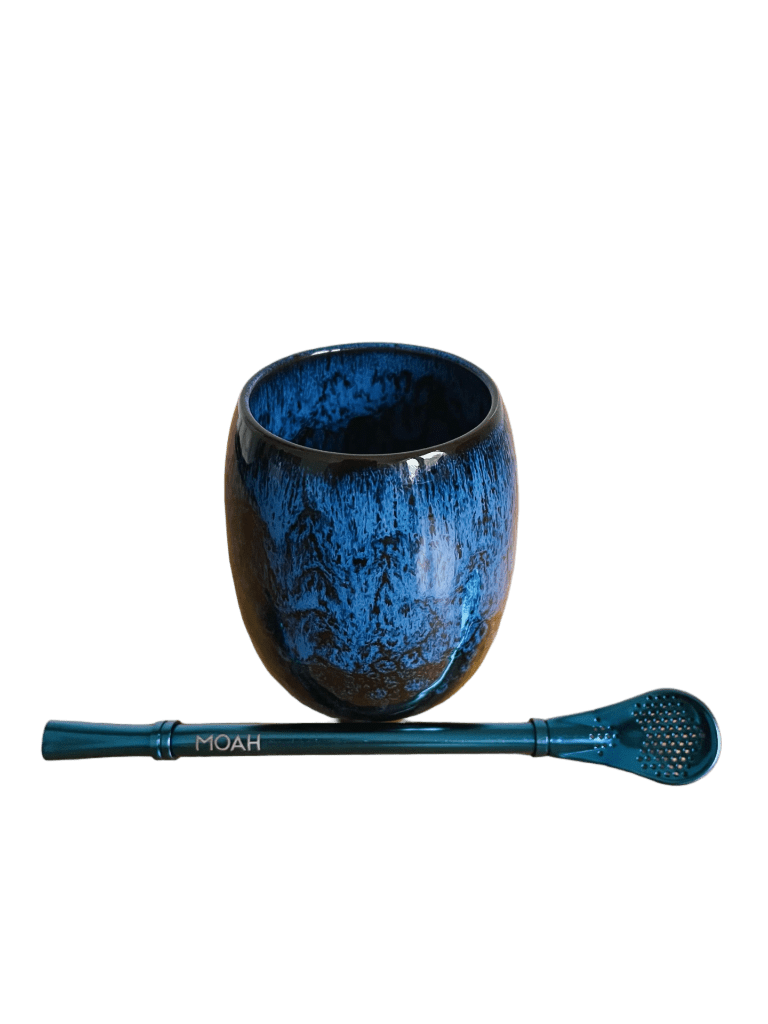 MOAH Ceramic Mate Gourd and Straw Set (Mate and bombilla) - Mates - Hispanic Pantry