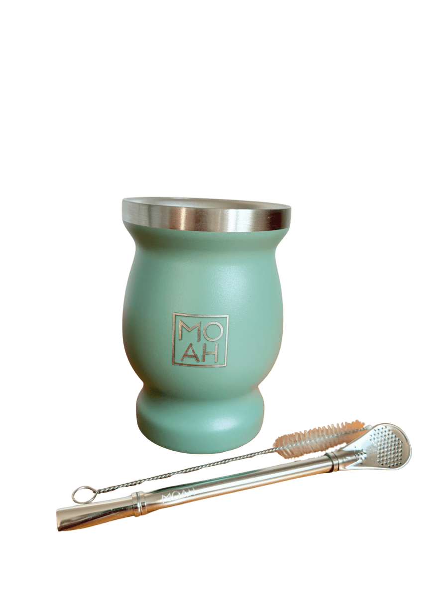 MOAH Concavex Mate Gourd, Straw and Cleaning Brush Set (Mate and bombilla) - Accesories - Hispanic Pantry