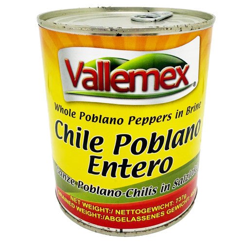 Vallemex Whole Poblano Peppers 737g - Chillies - Hispanic Pantry