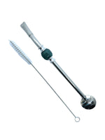 Bead Bombilla and Cleaning Brush - Mate Drinking Straw Set Mates Hispanic Pantry Grey 