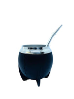 Crossed Mate Gourd and Straw Set (Mate and bombilla) Mates Hispanic Pantry Black 
