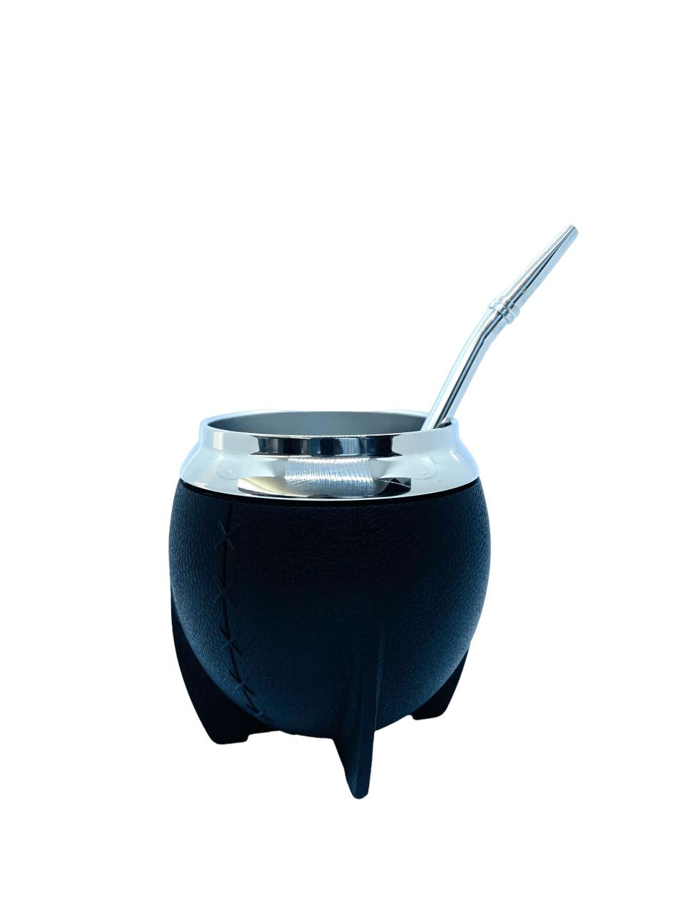 Crossed Mate Gourd and Straw Set (Mate and bombilla) Mates Hispanic Pantry Black 
