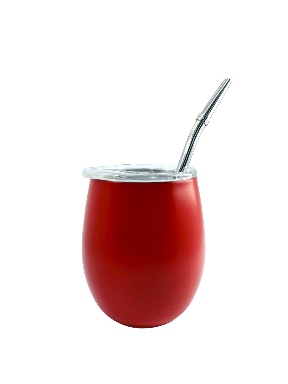 Ovoid Mate Gourd and Straw Set (Mate and bombilla) Mates Hispanic Pantry Red 