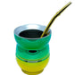 Tornasol Mate Gourd and Straw Set (Mate and bombilla) Mates Hispanic Pantry Green and Gold 