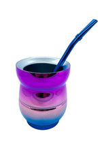 Tornasol Mate Gourd and Straw Set (Mate and bombilla) Mates Hispanic Pantry Pink and Blue 