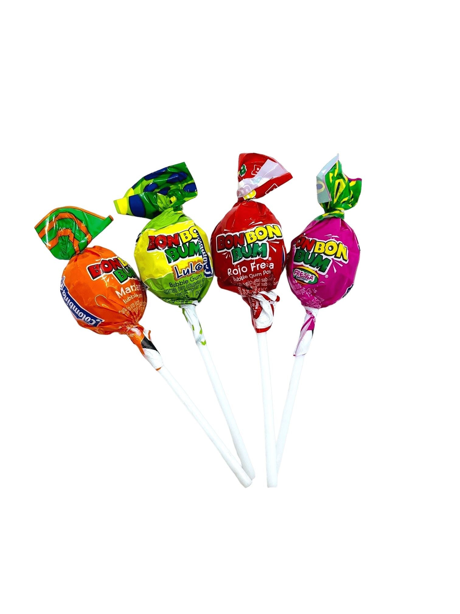 Bon Bon Bum Bubble Gum Lollipops Miscellaneous Colombina 4 Pack Assorted 