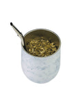 SSteel Mate Gourd and Straws Set - Marble (Mate and bombillas) Mates Hispanic Pantry 