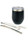 SSteel Mate Gourd and Straws Set - Negro (Mate and bombillas) Mates Hispanic Pantry 