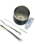 SSteel Mate Gourd and Straws Set - Negro (Mate and bombillas) Mates Hispanic Pantry 