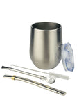 SSteel Mate Gourd and Straws Set - Silver (Mate and bombillas) Mates Hispanic Pantry 