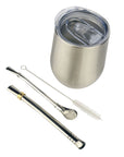 SSteel Mate Gourd and Straws Set - Silver (Mate and bombillas) Mates Hispanic Pantry 